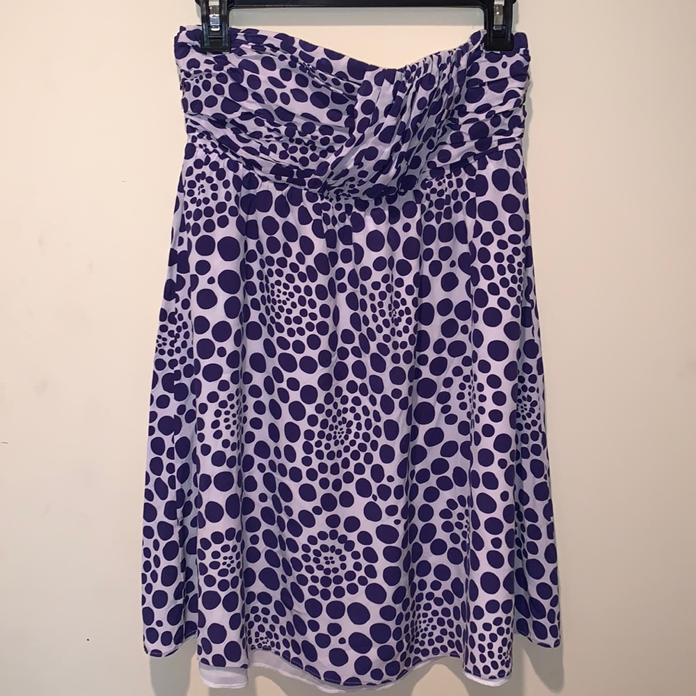 ALICE + OLIVIA Silk Strapless Purple Cream Short Dress Size S Event Dressy